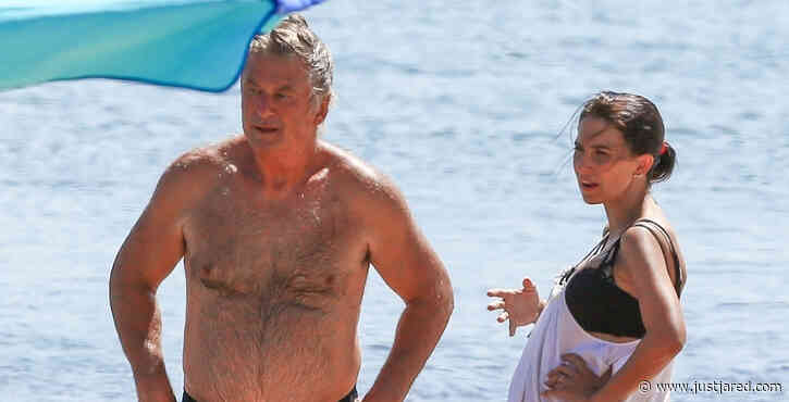Hilaria Baldwin Shows Off Major Baby Bump During Day at the Beach with Husband Alec!
