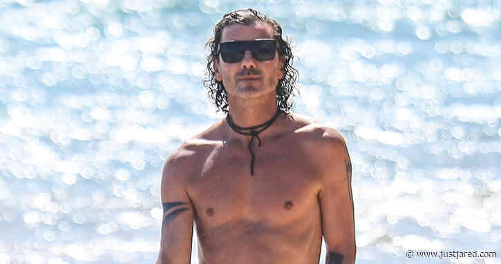 Gavin Rossdale Goes Shirtless During Walk on the Beach