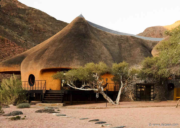 The Nest at Sossus guesthouse in Namibia features a thatched facade