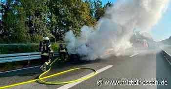 Auto brennt auf B49 bei Garbenheim aus - Mittelhessen