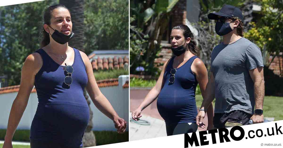 Lea Michele dresses up huge baby bump in gym gear on sunny walk with husband Zandy Reich
