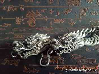 Old Collectibles Decorated Miao Silver Carving Dragon Exquisite Rare Bracelet