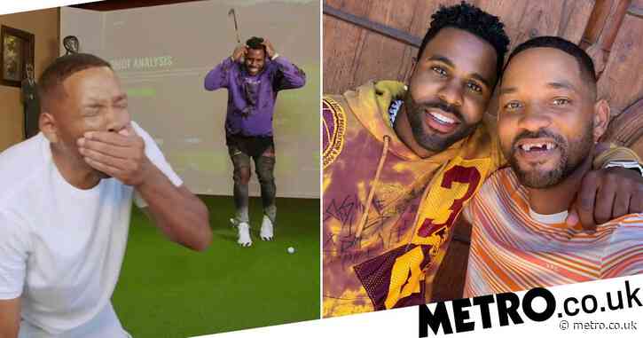 Will Smith’s front teeth ‘knocked out’ by Jason Derulo in golf swing prank and we can never un-see this
