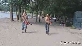 2 men seen carrying chainsaws at Cherry Beach arrested