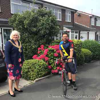 Mayor of Bolton backs cyclist raising money for Macmillan Cancer Support