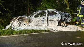 Auto nach Crash ausgebrannt - Suff-Fahrer randaliert - BILD