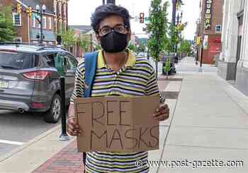 He gives away masks to IUP students, protesters and others