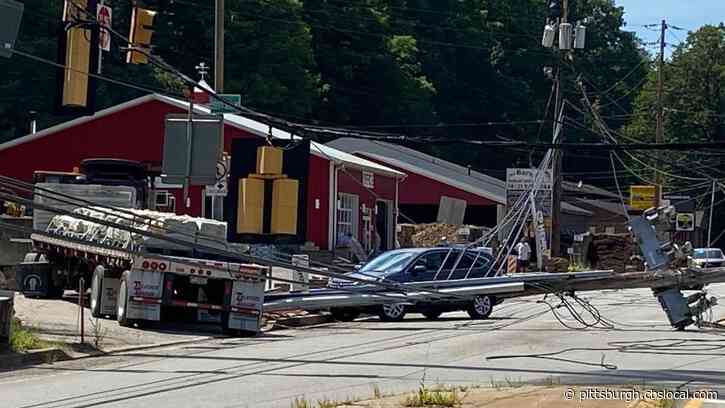 Tractor Trailer Hits Utility Pole, Bringing Down Wires And Knocking Out Power On Busy North Hills Roads