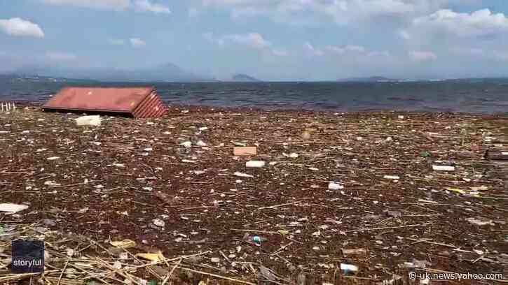 Debris Covers Greek Beach Following Deadly Storm on Evia Island