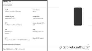 Tecno Spark Go 2020 Spotted in Google Play Console Listing; MediaTek Helio A20 SoC and 2GB RAM Tipped