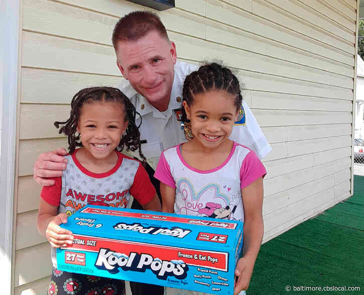 Kids Surprise Baltimore Police Officer With Ice Pop On Hot Summer Day
