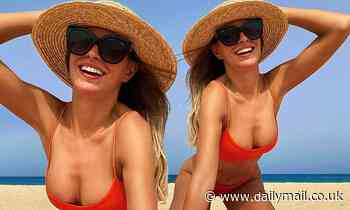 Zara McDermott displays her perky cleavage and enviable frame in tiny scarlet bikini