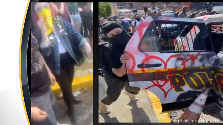 Investigators Searching For Two Suspects Accused Of Vandalizing Marked Police Vehicle In Downtown Pittsburgh Protests