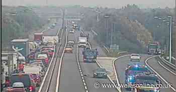 M4 blocked by overturned caravan on Prince of Wales Bridge - WalesOnline