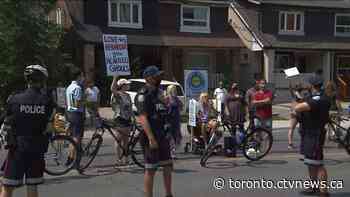 Protesters clash over temporary shelters in Toronto’s Midtown neighbourhood