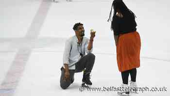 Ice hockey player proposes to figure skater on ice as rinks reopen