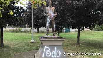 Statue of Pierre Elliott Trudeau defaced again in Vaughan, Ont.