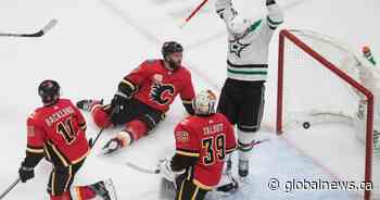 Dallas beats Calgary 5-4 in overtime Sunday, tying NHL playoff series