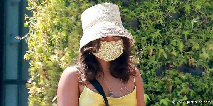 Vanessa Hudgens Matches Her Yellow Dress To Her Face Mask To Run Errands in LA