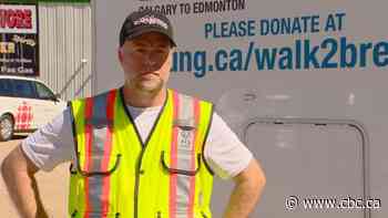 Edmonton man walking from Calgary in an 11-day journey to raise money for charity - CBC.ca