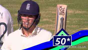 England v Pakistan: Zak Crawley thrashes the ball to the boundary to complete his fifty