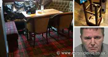 Bar which had just reopened trashed by drunken burglar who stayed four hours