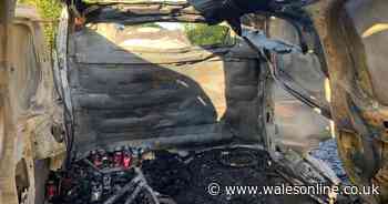 Van blows up outside Welsh golf club after gas canister explodes