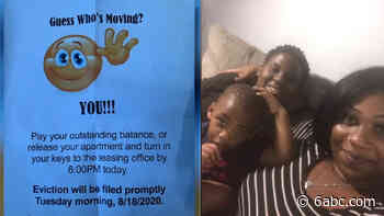 Houston apartment hits jobless mom of 2 with emoji-laden, insensitive eviction notice - WPVI-TV