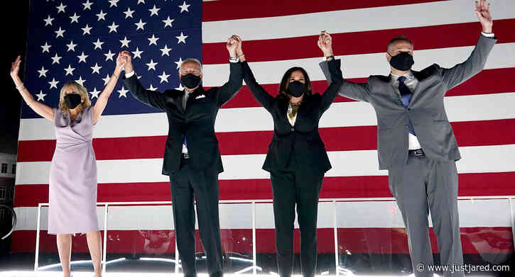 Joe Biden & Kamala Harris Wear Masks to Watch DNC Fireworks Show - Watch His Speech!