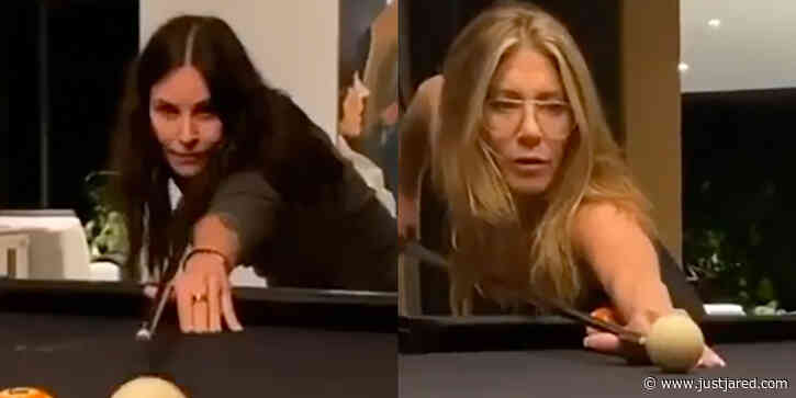 Courteney Cox Hilariously Schools Jennifer Aniston in Game of Pool - Watch!