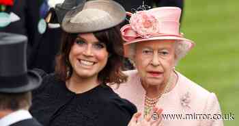 Princes Eugenie arrives for holiday with Queen carrying mysterious orange box