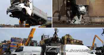 Three vans crushed as council bids to crack down on fly-tipping in Sunderland