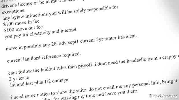 'This is a wild ad': Craigslist post for B.C. rental full of illegal demands, advocates say
