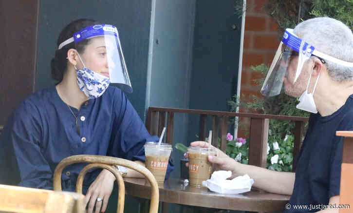 Emmy Rossum & Husband Sam Esmail Wear Face Masks & Shields While Out for Breakfast