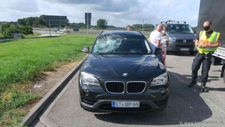 A1 bei Lohne: Pfau kracht in Windschutzscheibe - Riesenschaden am BMW - kreiszeitung.de