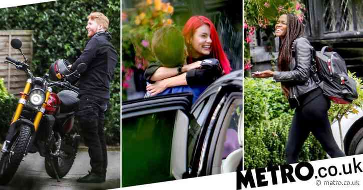Strictly Come Dancing pros Neil Jones, Dianne Buswell and Oti Mabuse look chuffed as they head to first rehearsals