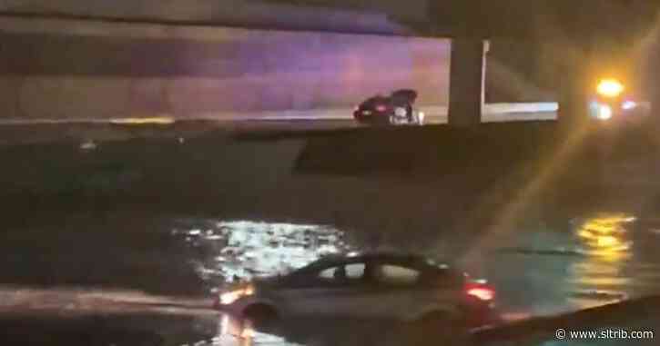 Heavy overnight rains in southern Utah flood freeway, cause sinkholes, litter roads with debris and stalled cars