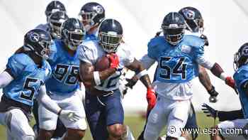 Best of Tuesday at NFL training camps: Flying helmets, kicking contests, injury scare for Derrick Henry