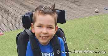 Touching moment boy, 8, receives his new electric wheelchair for the first time