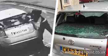 Caught on camera: Moment vandal smashes car windscreen