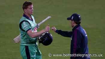 Cracking shot! Kevin O’Brien smashes a six and his own car window