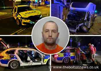 Driver with 200 convictions smashed a horsebox into police car and house