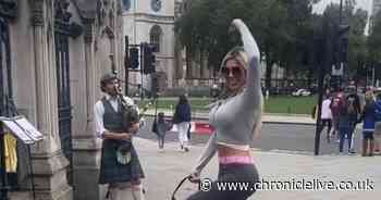 Chloe Ferry stuns piper by Highland dancing in London street