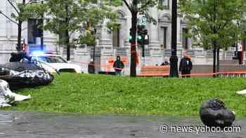 Canada statue of John A Macdonald toppled by activists in Montreal