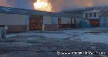 First footage from the scene as firefighters tackle huge blaze in County Durham