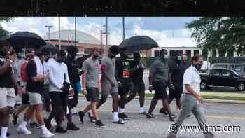 Nick Saban Leads Alabama Football Team In Social Justice March on Campus