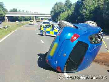 Driver arrested after car overturns on M57 near Prescot - St Helens Star