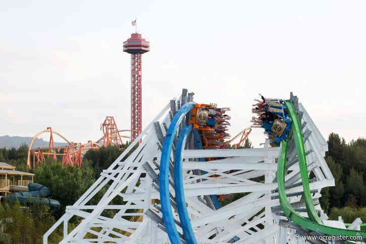 Daredevils dangle from Six Flags Magic Mountain’s 300-foot Sky Tower and post video to TikTok