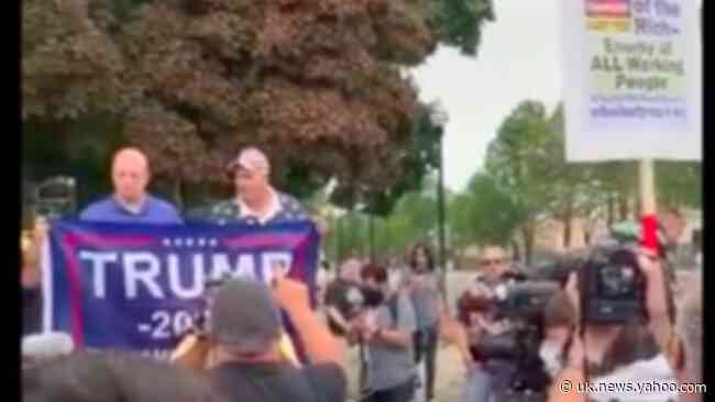 Demonstrators Protest Trump's Arrival in Kenosha, Wisconsin