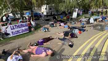 Lethbridge residents hold “die-in” protest following SCS closure - Lethbridge News Now
